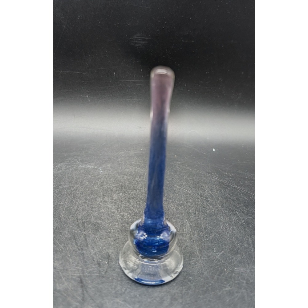 Lukian Glass Studio Art Glass Ring Holder Blue Purple Gradient Signed Base 4.5"
